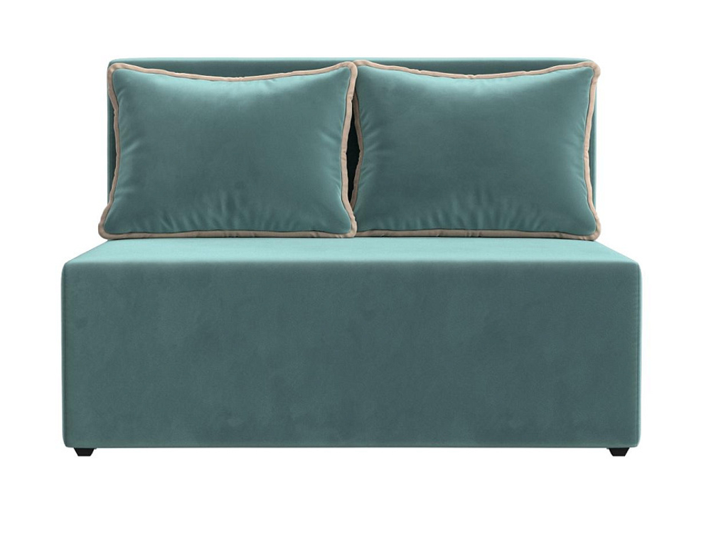 Диван прямой Лагуна, Бирюзовый\Бежевый, Велюр, 114431