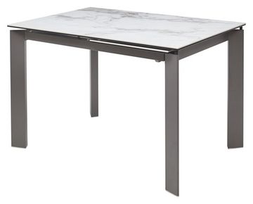 Стол CORNET 120 VOLAKAS WHITE Белый мрамор глянцевый, керамика/grey