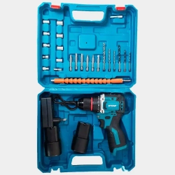 Дрель-шуруповерт 18v бесщеточный, 45 Нм, с набором и 2 АКБ