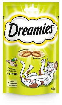 DREAMIES лакомство для кошек подушечки со вкусом утки 60 гр