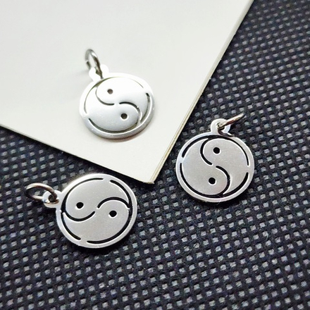 Подвеска Инь Янь, сталь, 14мм, штучно