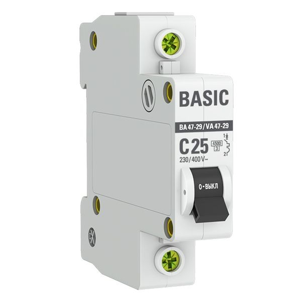 Автоматический выключатель 1P 25А (C) 4,5кА ВА 47-29 EKF Basic (3 шт)