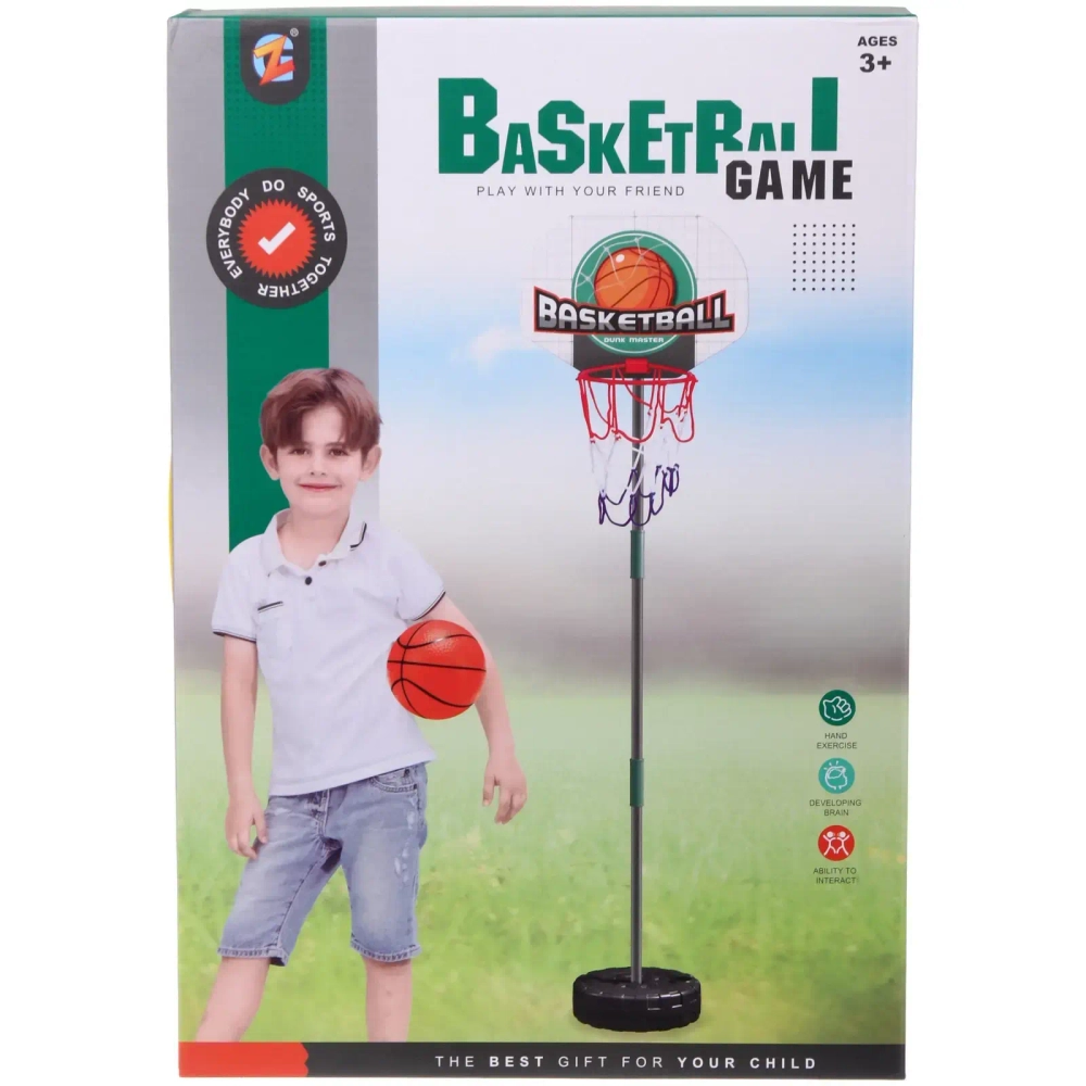 Набор тренировочный для баскетбола ZG270-225: кольцо с подставкой 150 см, сетка, мяч 12 см, насос
