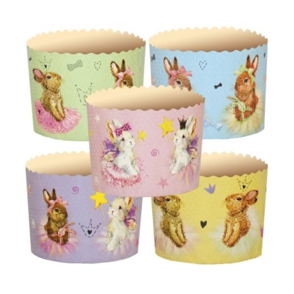 Форма бумажная для кулича «Зайчики» (150 гр, 70/85 мм) 120 шт/туб