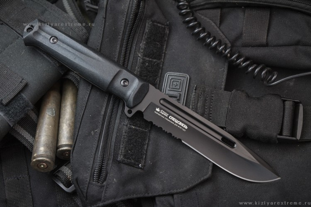 Тактический нож Фельдъегерь AUS-8 Black Titanium Serrated