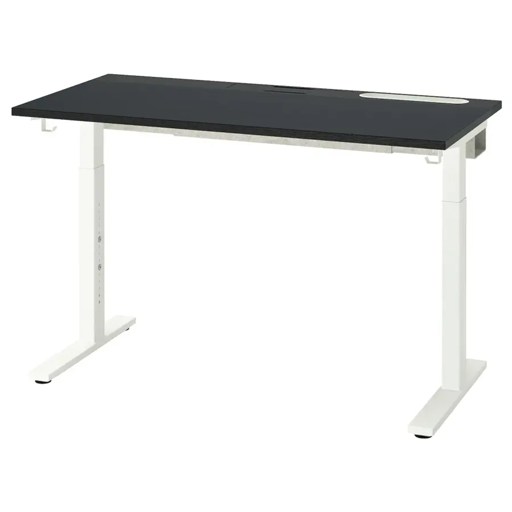 Письменный стол с регулировкой по высоте - IKEA MITTZON/МИТТЗОН ИКЕА, 120х60х65-85 см, белый/черный