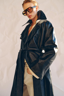 ZARA ТРЕНЧ ОВЕРСАЙЗ ИЗ ИСКУССТВЕННОЙ КОЖИ — ZW COLLECTION, МОРСКОЙ СИНИЙ