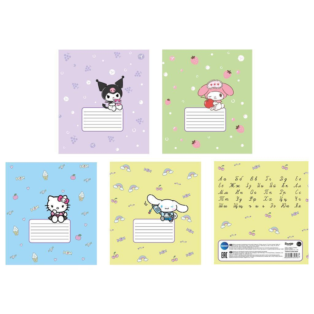 Тетрадь А5 12л. линия "HK and Friends" в доп.ПВХ обложке, с полями, офсет 65 г/м2, 92% белизна, 4 ди