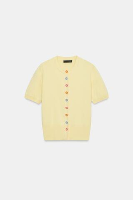 ZARA КАРДИГАН С ЦВЕТОЧНЫМИ ПУГОВИЦАМИ, СВЕТЛО-ЖЕЛТЫЙ