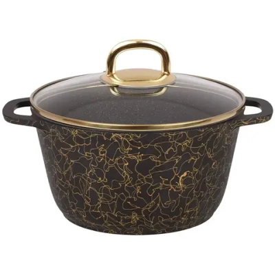 Кастрюля 4,5л «Грация» (черный/золото) со стеклянной крышкой кчз45а