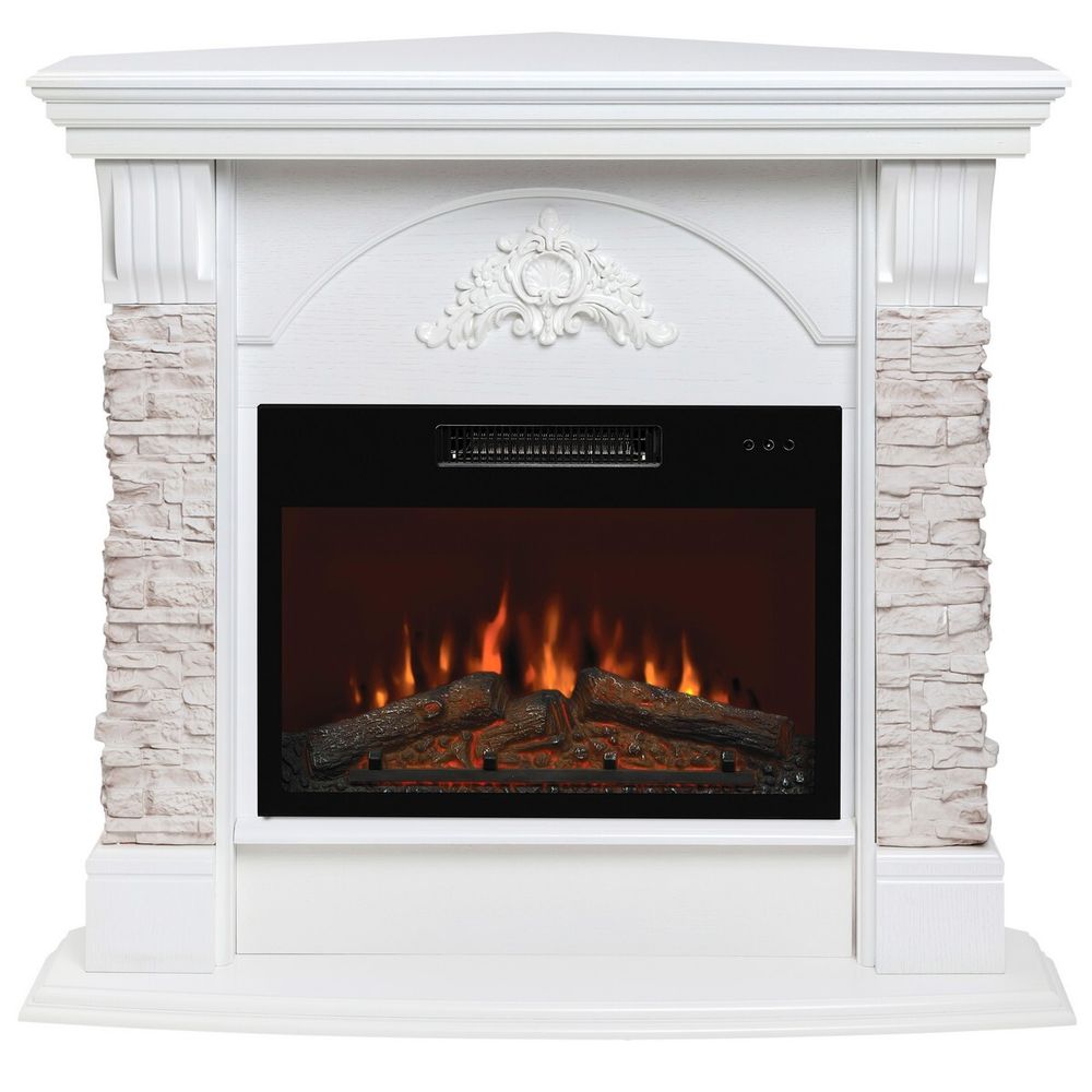 Электрокамин RealFlame Athena Corner GR белый с очагом Kendal 24