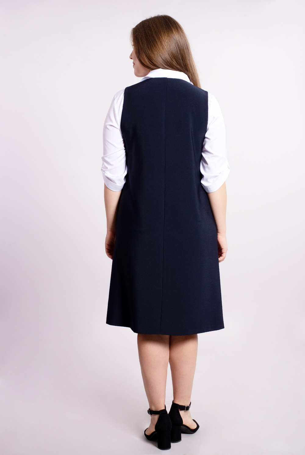 Офисный сарафан 2614АП, Тёмно тёмно син #70ТТСи082614АП