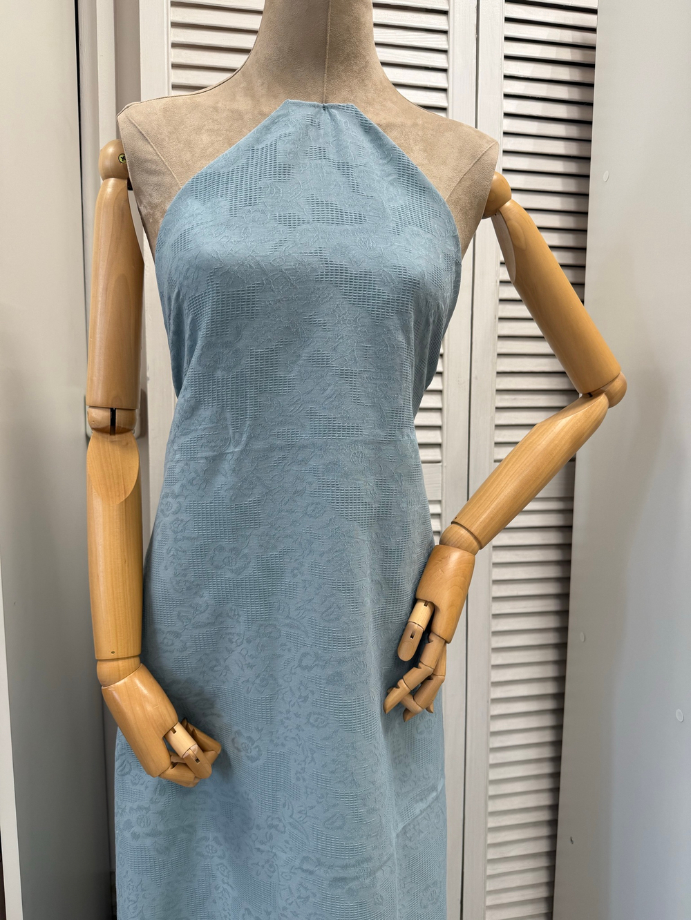 Хлопковый жаккард Пыльный голубой