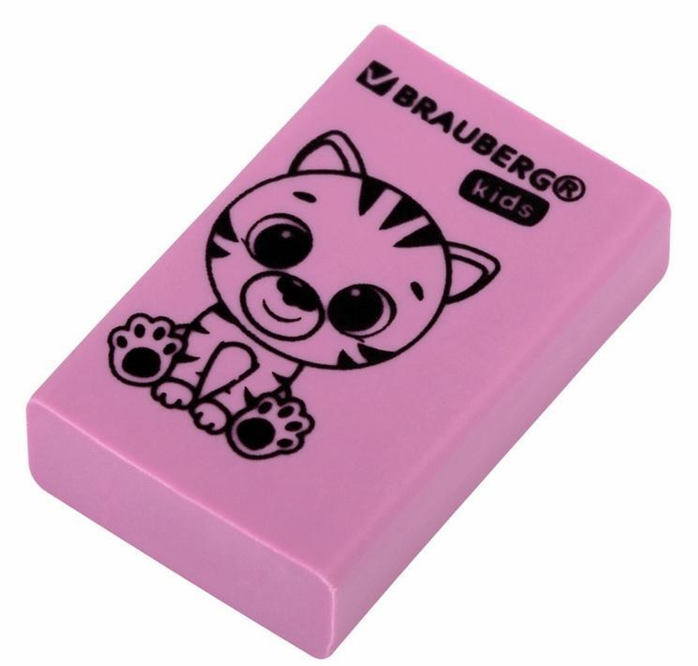 Ластик прямоугльный 26х17х7мм,в ассорт. "Школьный" (BRAUBERG)