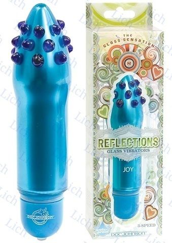 Голубой вибратор из стекла REFLECTIONS JOY
