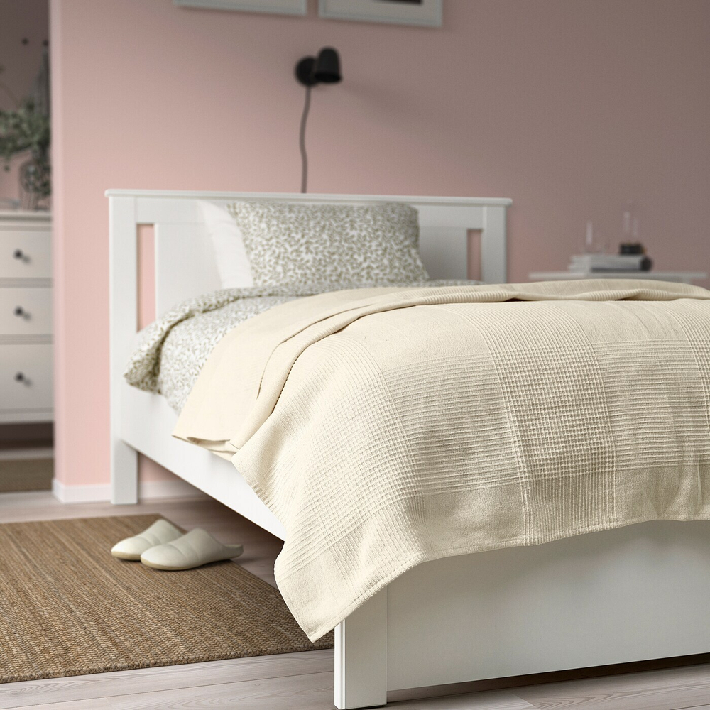 IKEA INDIRA  (ИКЕА ИНДИРА)  -  Покрывало, натуральный/отбеленный хлопок, 150x250 см