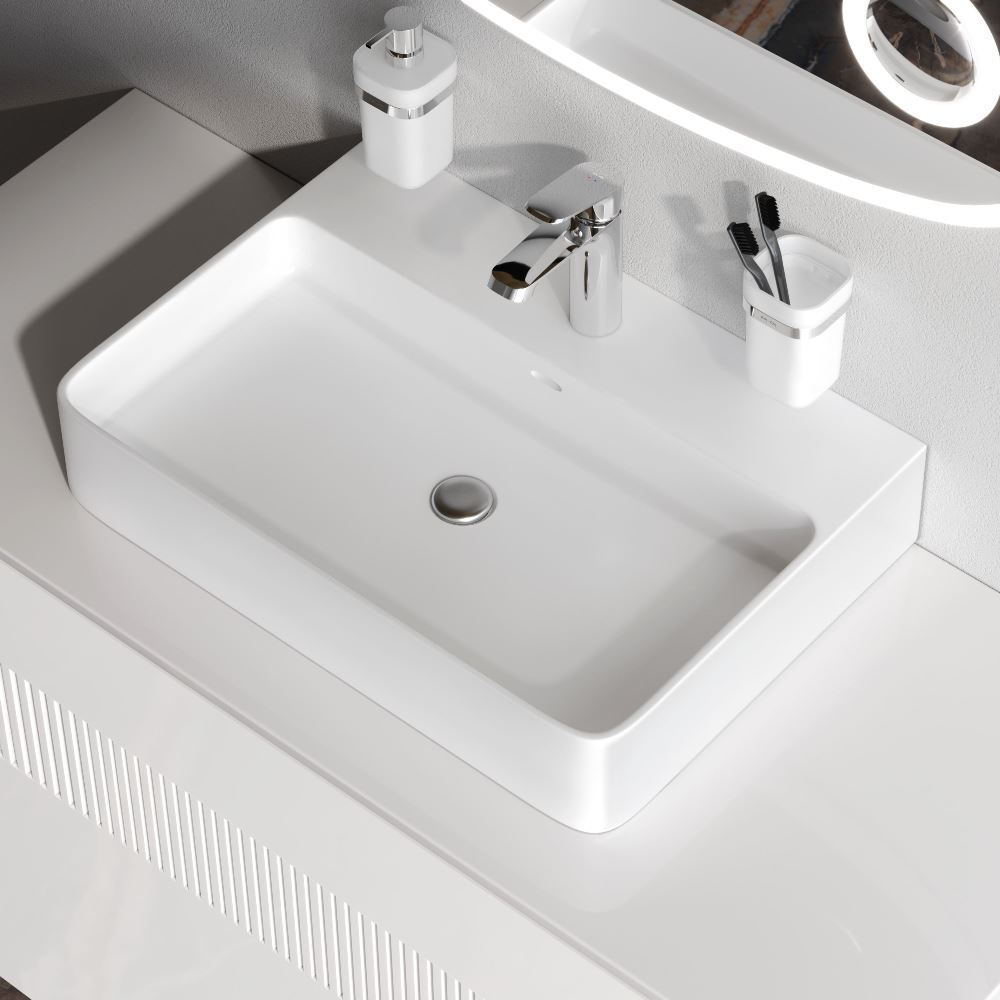 Раковина накладная, прямоугольная с пъедесталом, 60 см AM.PM Func M8FWCC10601WG