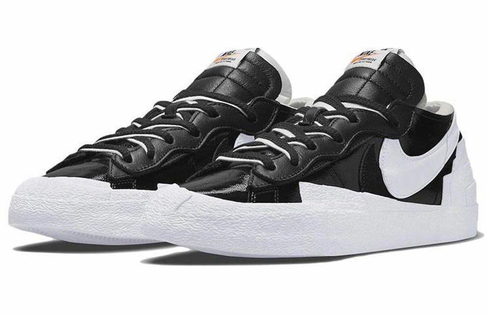 Кроссовки Sacai X Nike Blazer Low Black Patent Leather