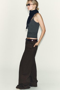 ZARA ТОП ИЗ ПОЛИАМИДА НА ТОНКИХ БРЕТЕЛЯХ, ЗЕЛЕНЫЙ/СЕРЫЙ