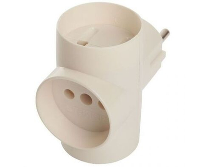 Разветвитель сетевой 3-местный б/з STEKKER ADP10-15-20, 250В, 10A, IP20, белый, 39227