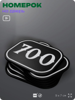 Номерок на дверь квартиры 700, для кабинета, офиса, шильдик 9 х 7 см, черный, Айдентика Технолоджи