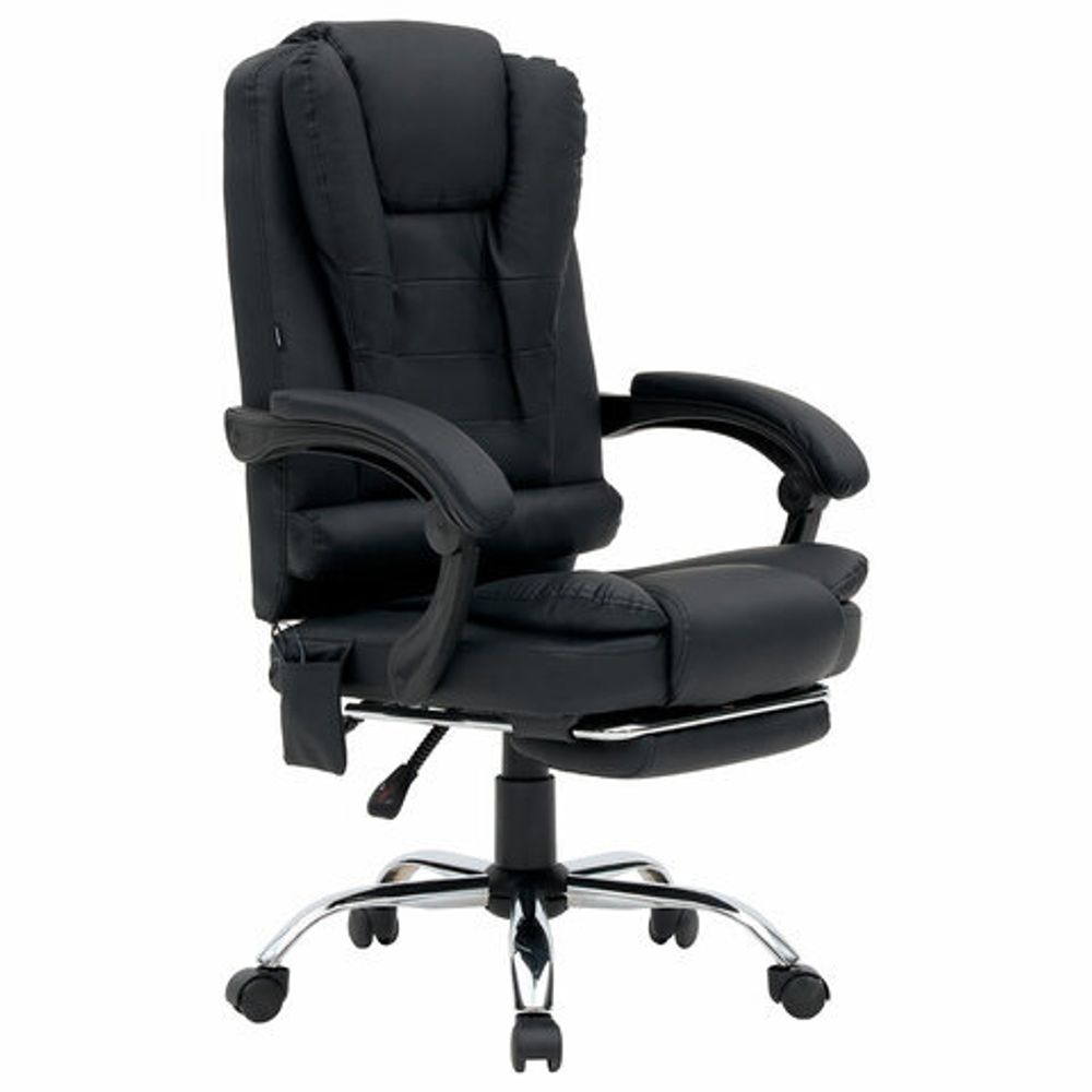 Кресло офисное CROMEX (КРОМЕКС) "Lounge MS-007", подножка, 6 массажных модулей, экокожа, черное, 532960