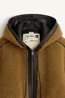 ZARA КУРТКА С КАПЮШОНОМ, КОРИЧНЕВЫЙ