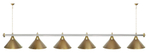Лампа STARTBILLIARDS 6 пл. (плафоны зеленые,штанга золотая,фурнитура золото)