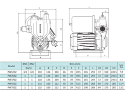 Автоматический самовсасывающий поверхностный насос серии PW-Z, Shimge