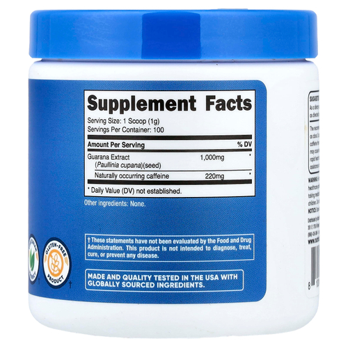 Nutricost, Гуарана в порошке, 1 г, 100 г (3,5 унции)