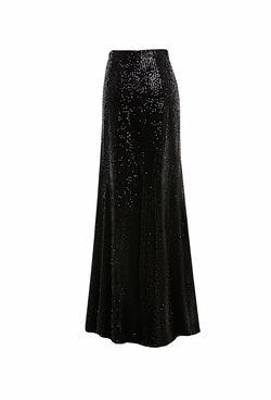Юбка в пол с пайетками, черная 24-01-24 SS