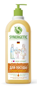 Средство д/мытья посуды антибактериальное Synergetic ЭКО 1л Апельсин, с дозатором