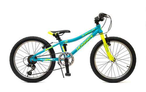 Велосипед 20" HOGGER "QUANTUM" V, рама алюминий, вилка сталь жесткая, V-br тормоз, 7-скор., голубой-лайм