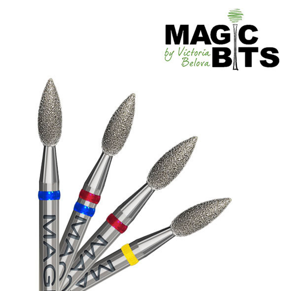 Magic bits алмазное пламя 2.7 мм пузатое (натуральный алмаз) - фреза универсальная для поднятия и счищения кутикулы средний