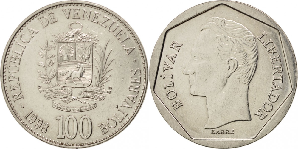 Венесуэла 100 боливаров, 1998 Симон Боливар XF