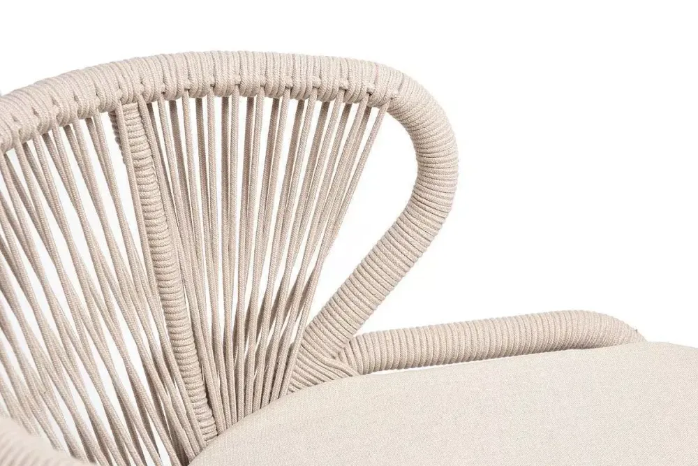 "Малага" обеденная группа на 4 персоны со стульями "Милан", каркас белый, роуп бежевый