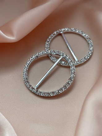 Пряжка серебро стразы 35 мм (внешний размер)