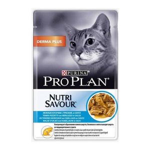 Пауч для кошек Pro Plan DERMA PLUS для здоровья кожи и шерсти с треской