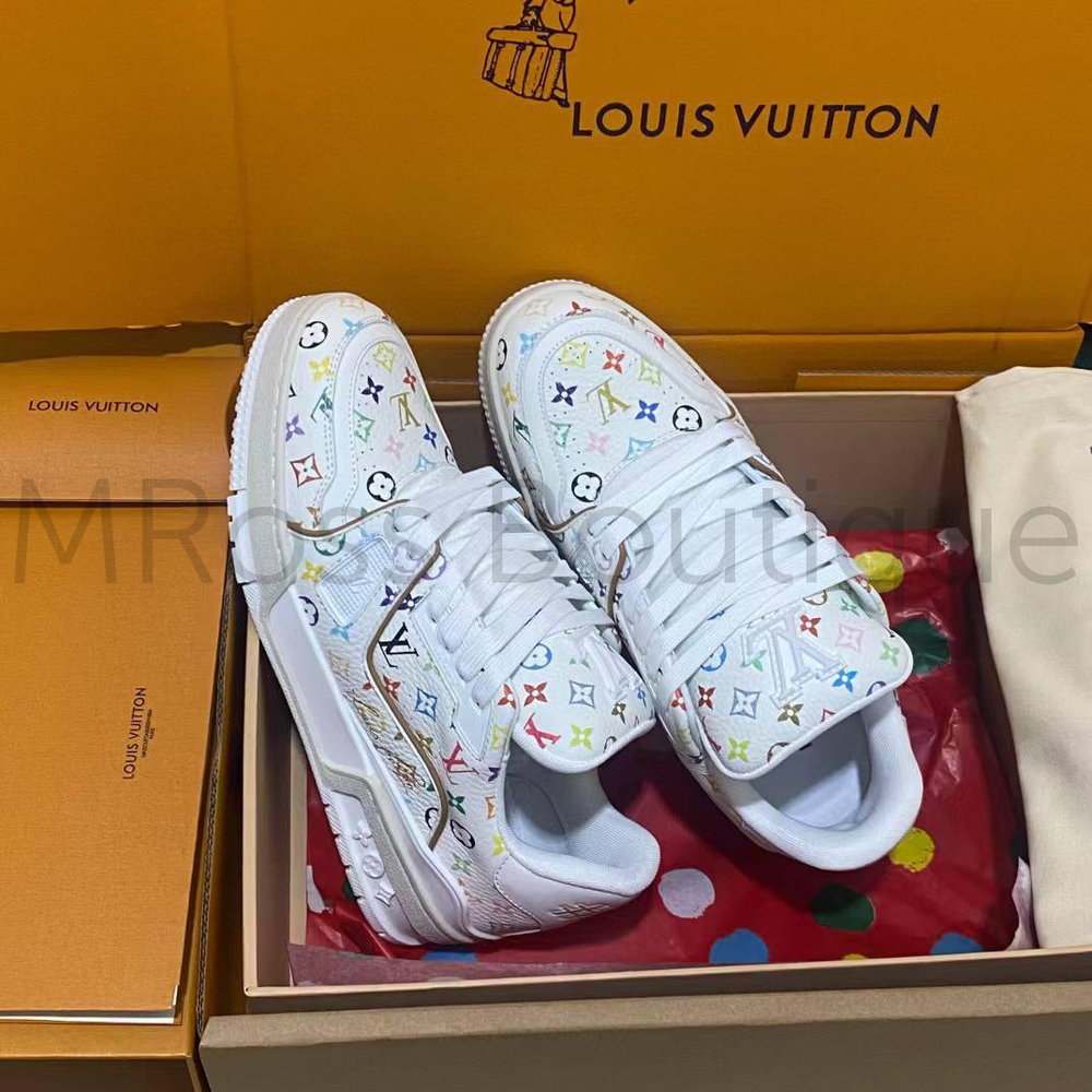 Кроссовки Louis Vuitton x Takashi Murakami белые с цветными узорами
