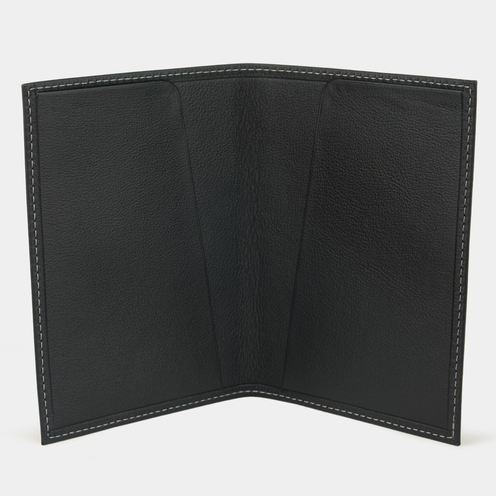 Обложка для паспорта из натуральной кожи теленка, черного цвета