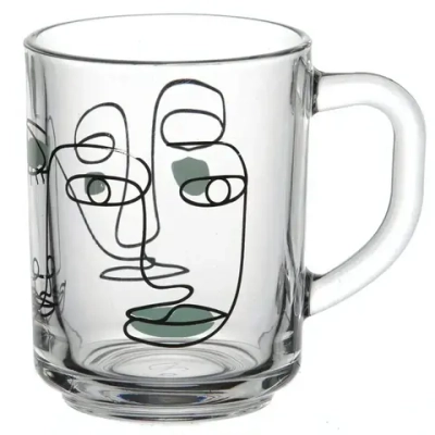 Кружка стеклянная 250мл «Фейсес» (рис.29084) 55029SLBD45