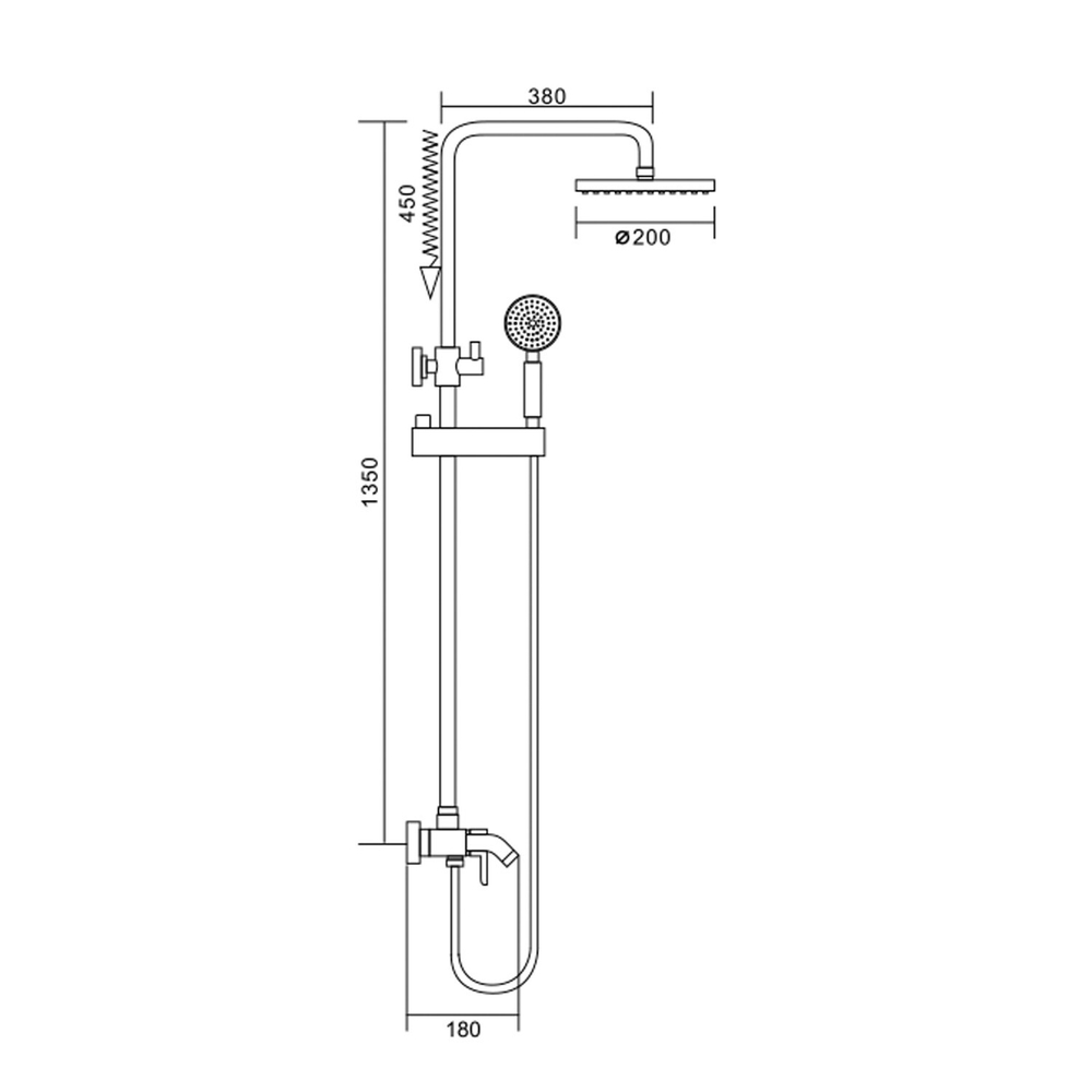 Душевая система 40к F2416 FRAP лейка "Тропич. душ" (D200мм, хром, латунь)
