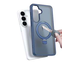 Матовый темно-синий чехол с MagSafe для Samsung Galaxy S26+ Плюс, серия Yind Series Case от Dux Ducis (версия с магнитной откидной подставкой)