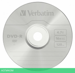 DVD-R диск Verbatim Matt Silver Spindle Wrap 10шт (43729)