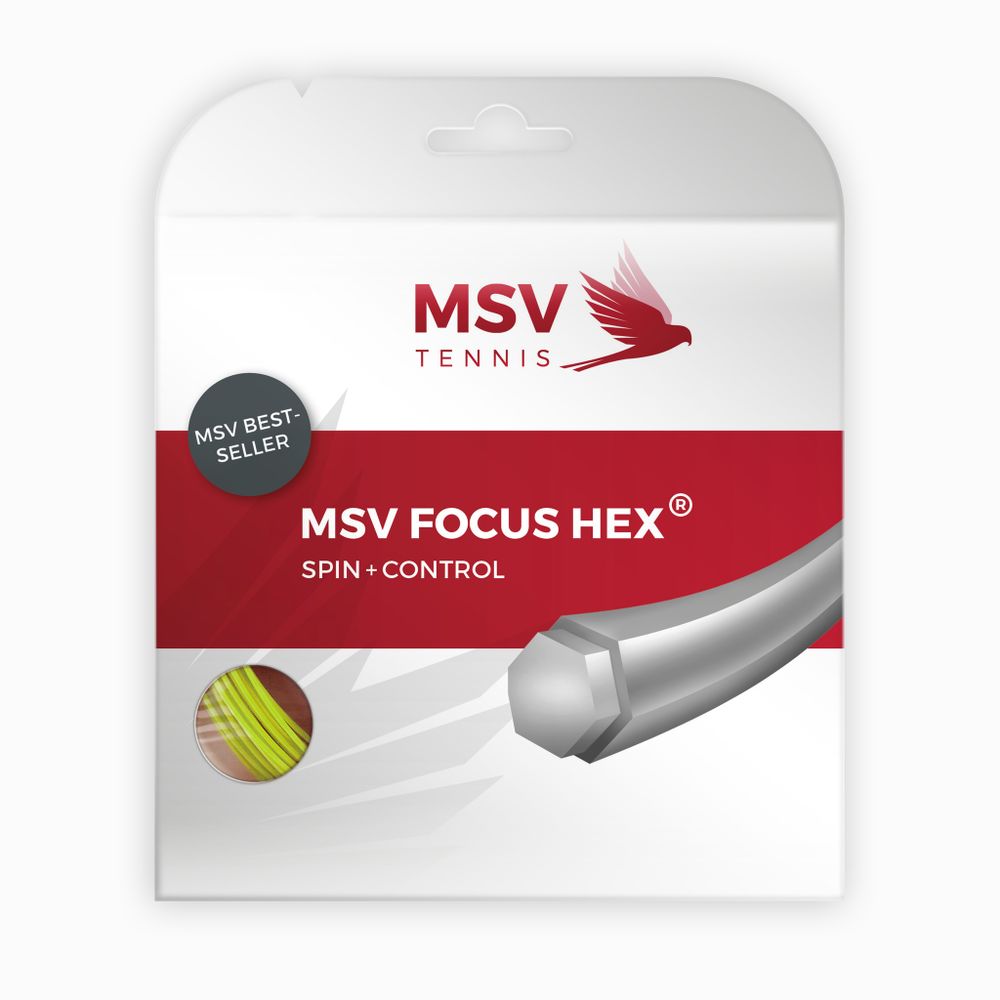 Струны MSV Focus HEX® Tennis String 12m 1,23mm неоновый комплект 3 шт.