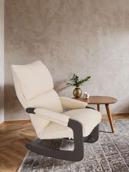 Кресло-качалка (трансформер со стопором) Модель 81 Ткань Макс 100, каркас венге