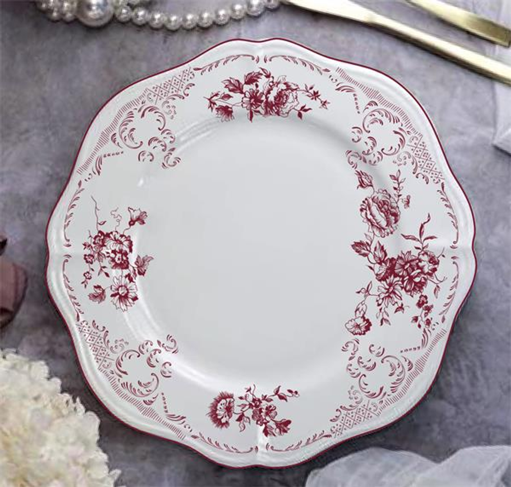 Тарелка мелкая d 21 см h 2 см, фарфор, Red Rose Тарелка мелкая d 21 см h 2 см, фарфор, Red Rose