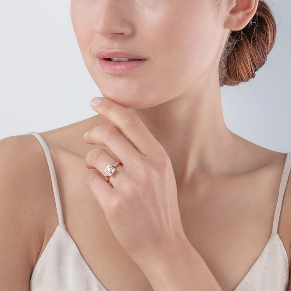 Кольцо Coeur de Lion Brilliant Square Rose Gold 0500/40-1822 54 размер 17,2