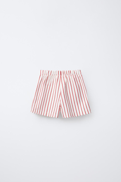 ZARA ЮБКА-ШОРТЫ В ПОЛОСКУ С БАНТОМ, КРАСНЫЙ