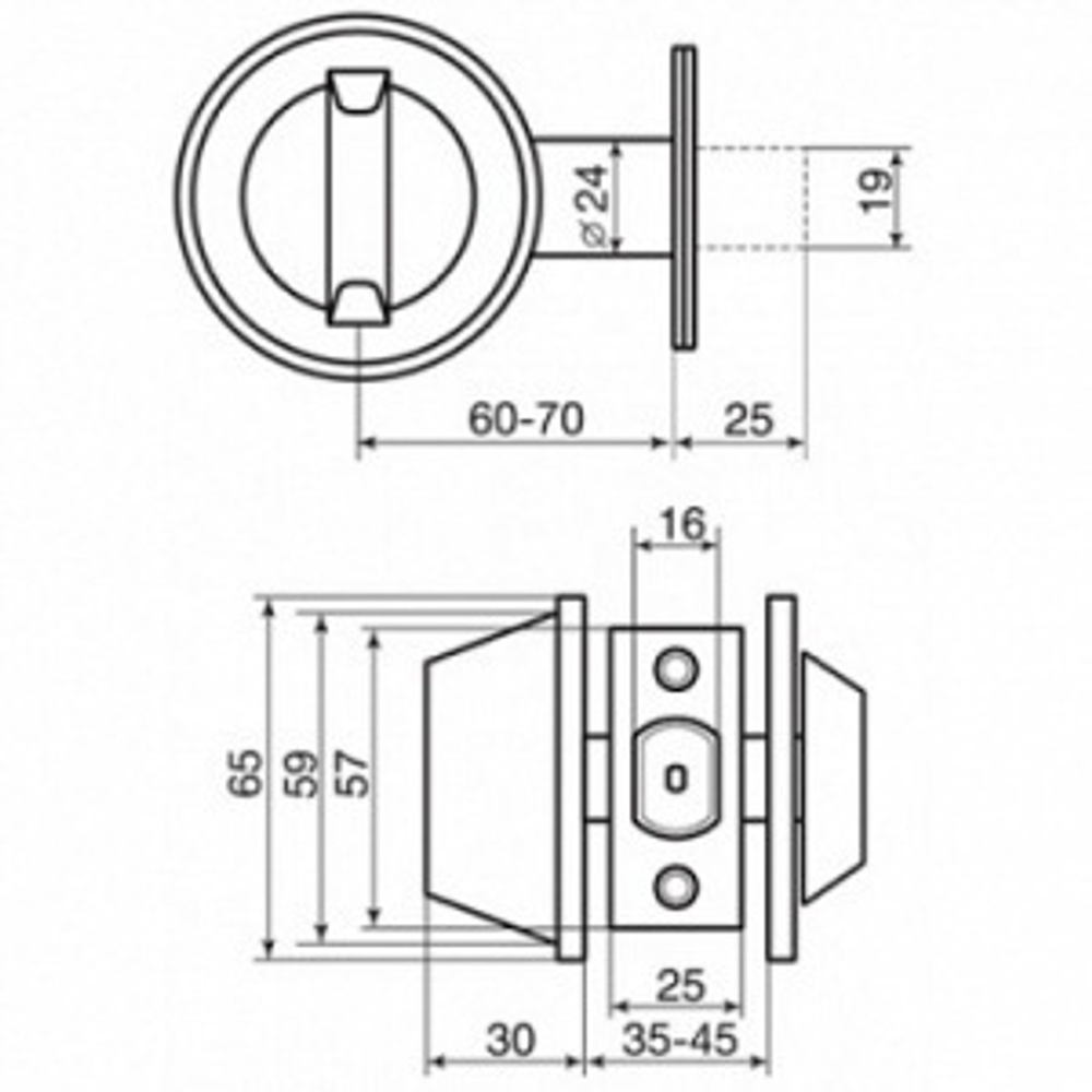 Китай Замок врезной DeadBolt 101 "К-19" никель кл/верт 5 кл.  (022803) длин. стержень)